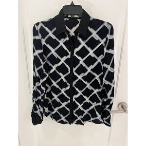 Anne Fontaine Sefana Houndstooth Long Sleeve Button-Up Blouse Size US 4/6 FR 38